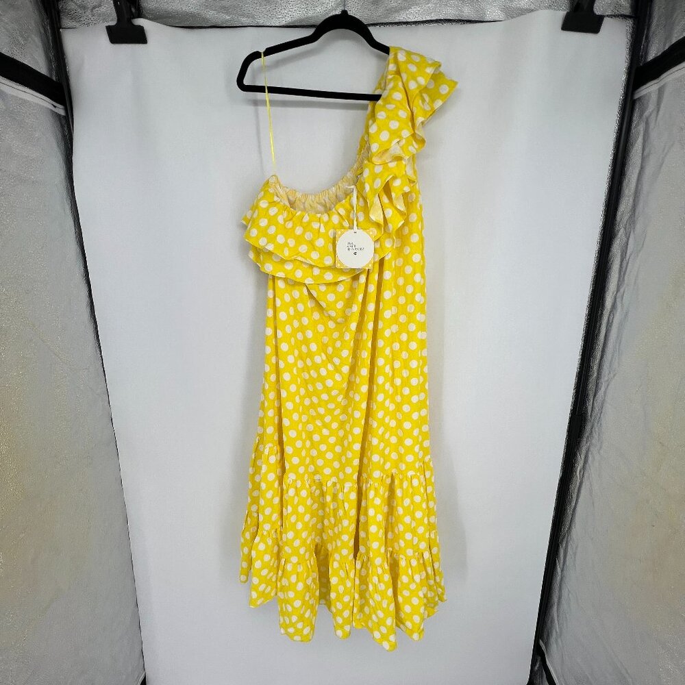 Lisa Marie Fernandez Yellow Polka Dot One Shoulder Dress